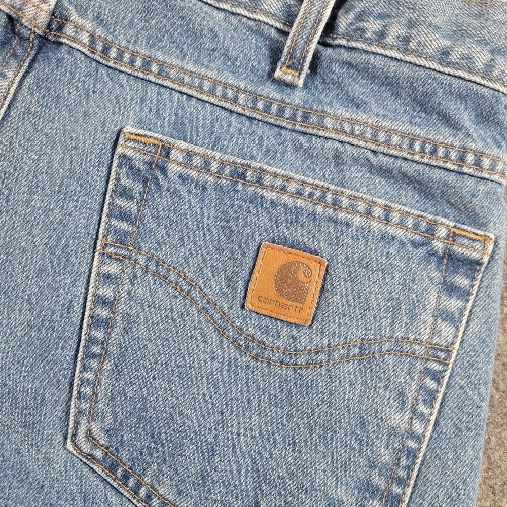 Carhartt Relaxed Fit Jeans Mens 35x32 Stonewash Blue Denim B17 STW